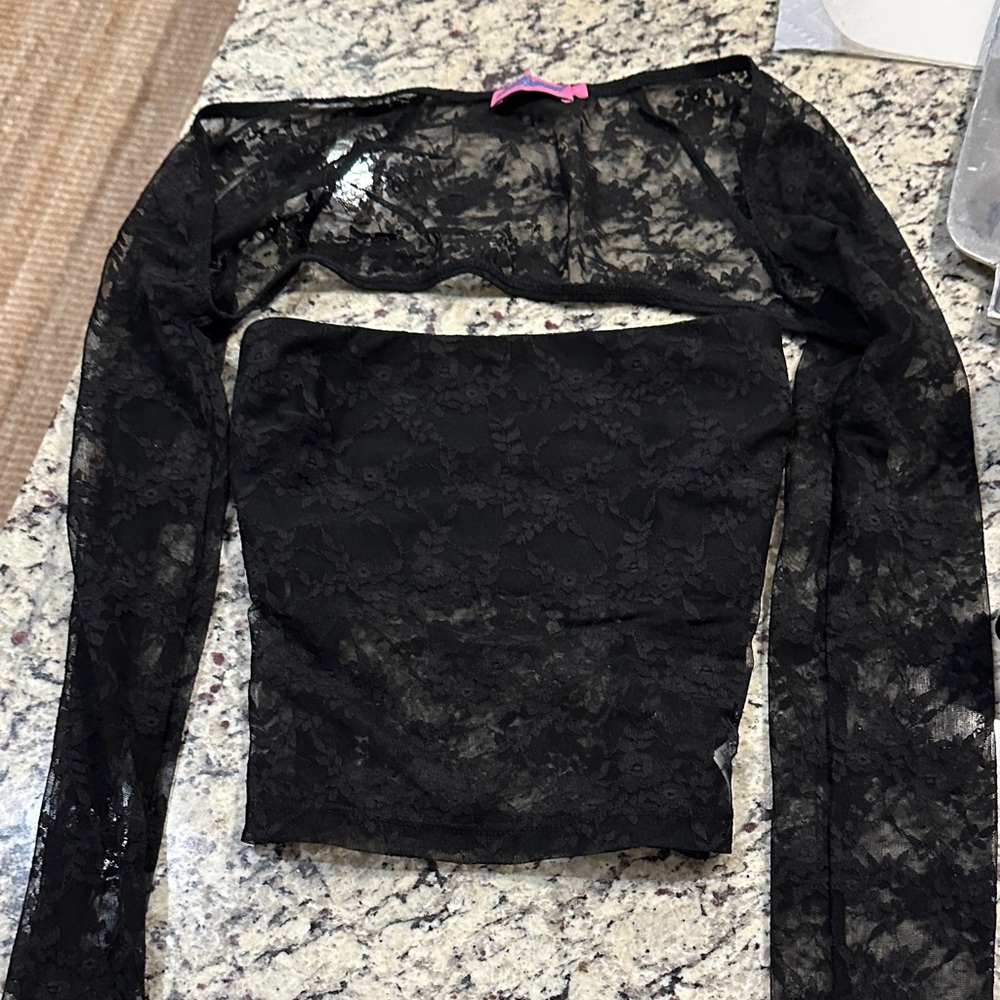 NWOT Edikted Two Piece Black Lace Top